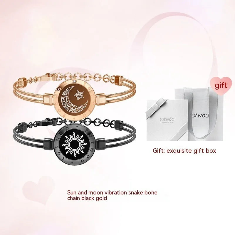 Couple Leather Rope Snake Bone Induction Interactive Bracelet - Bellarte Enchanté Couple Leather Rope Snake Bone Induction Interactive Bracelet